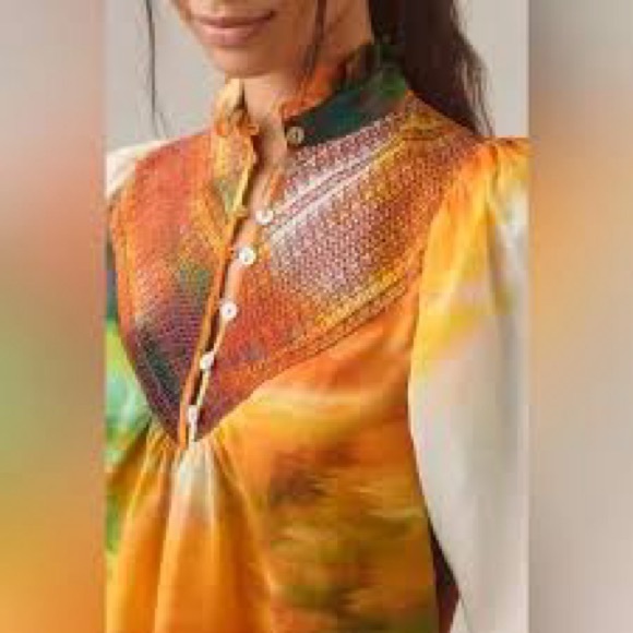 Hope for Flowers by Tracy Reese Abstract Button Front Blouse Top XS - Picture 2 of 7